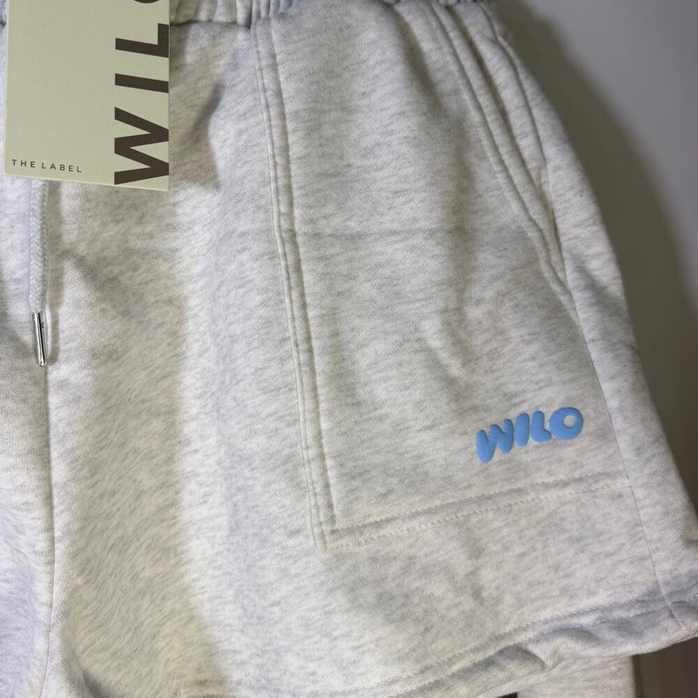 WILO The Label Women’s 2-Piece Hoodie Shorts Set White Marle Blue L NWT - Picture 12 of 13